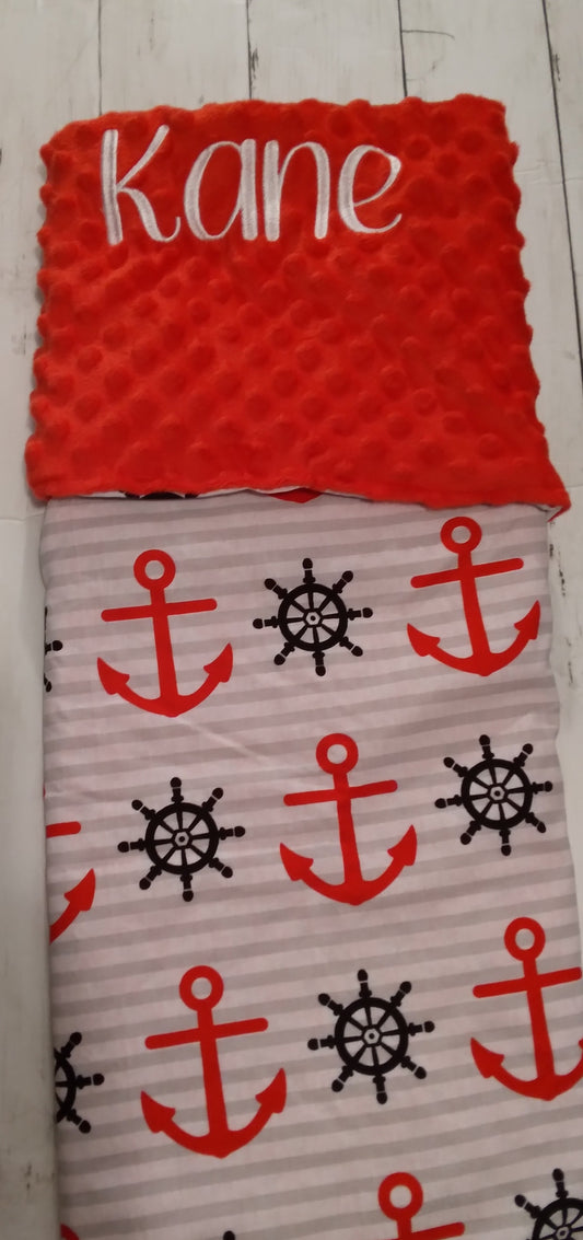 5 Piece Embroidered Personalized Nautical Theme Baby Set